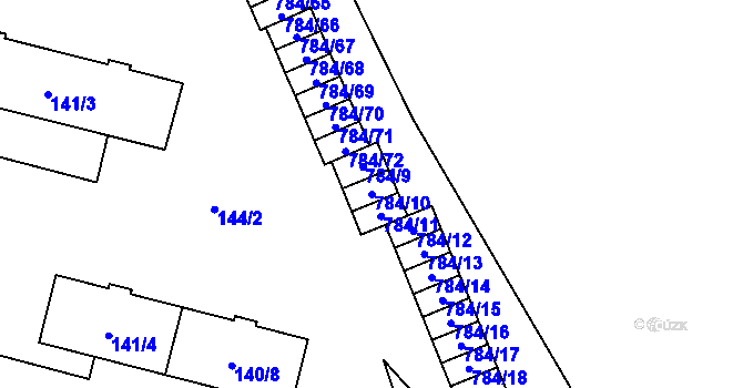 Parcela st. 784/10 v KÚ Provodín, Katastrální mapa