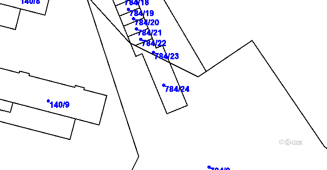 Parcela st. 784/24 v KÚ Provodín, Katastrální mapa