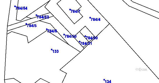 Parcela st. 784/31 v KÚ Provodín, Katastrální mapa