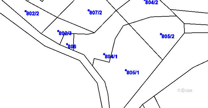 Parcela st. 804/1 v KÚ Provodín, Katastrální mapa