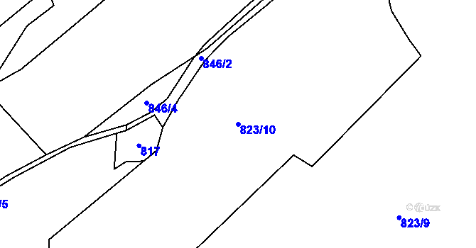 Parcela st. 823/10 v KÚ Provodín, Katastrální mapa