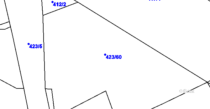 Parcela st. 423/60 v KÚ Provodín, Katastrální mapa