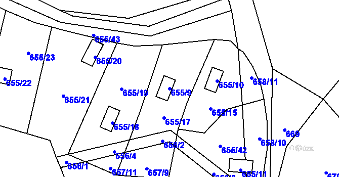 Parcela st. 655/9 v KÚ Provodín, Katastrální mapa