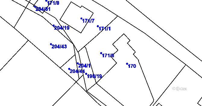 Parcela st. 171/6 v KÚ Provodín, Katastrální mapa