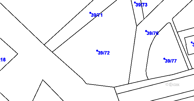 Parcela st. 39/72 v KÚ Provodín, Katastrální mapa