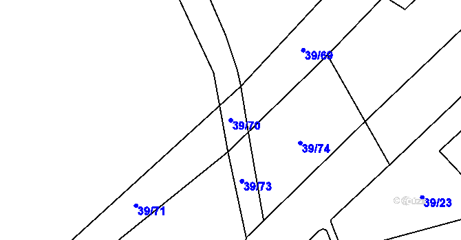 Parcela st. 39/70 v KÚ Provodín, Katastrální mapa