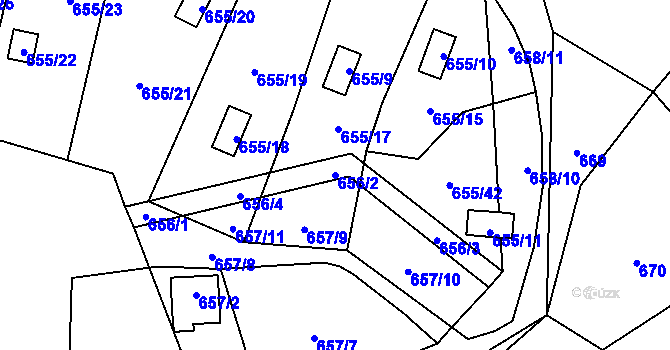 Parcela st. 656/2 v KÚ Provodín, Katastrální mapa