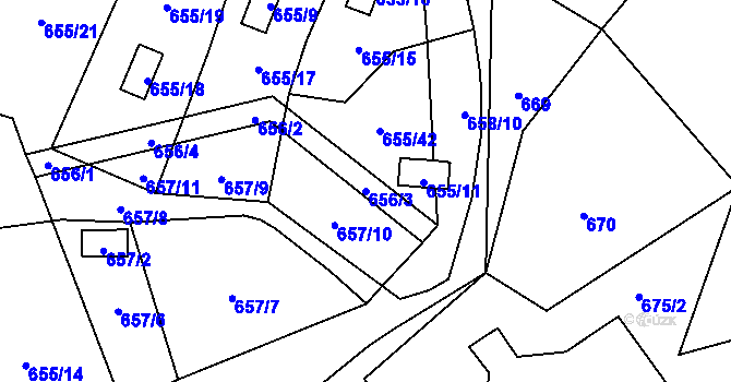 Parcela st. 656/3 v KÚ Provodín, Katastrální mapa
