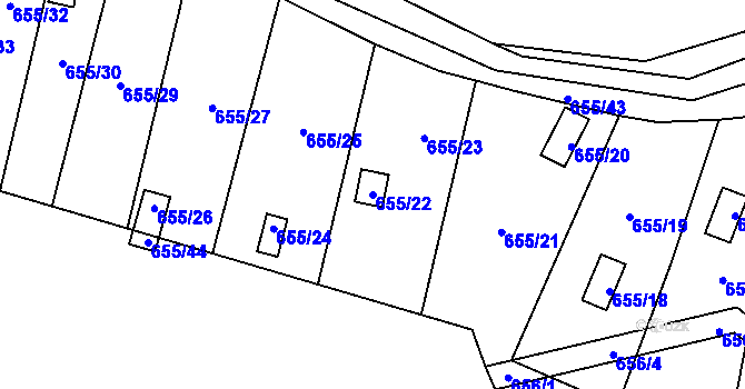 Parcela st. 655/22 v KÚ Provodín, Katastrální mapa