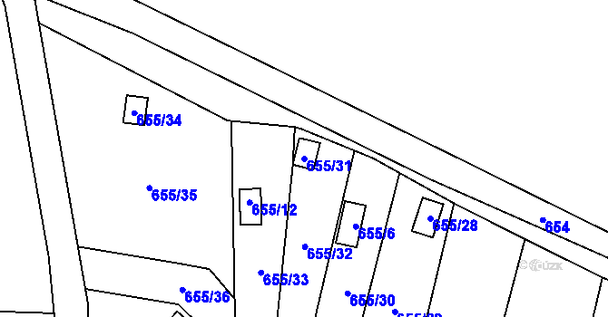 Parcela st. 655/31 v KÚ Provodín, Katastrální mapa