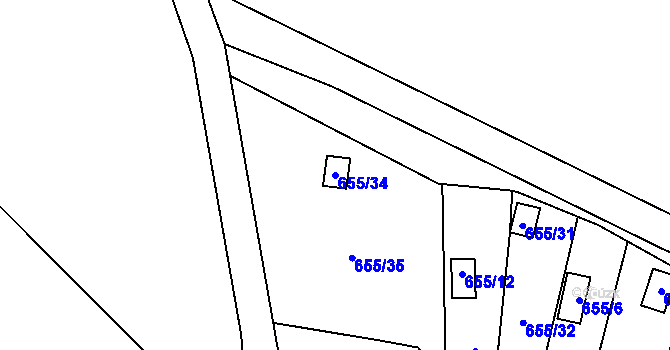 Parcela st. 655/34 v KÚ Provodín, Katastrální mapa