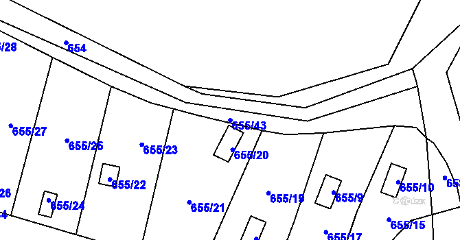 Parcela st. 655/43 v KÚ Provodín, Katastrální mapa