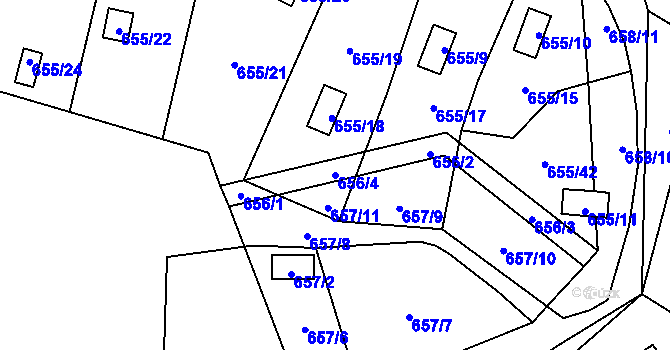 Parcela st. 656/4 v KÚ Provodín, Katastrální mapa