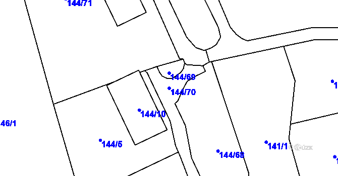 Parcela st. 144/70 v KÚ Provodín, Katastrální mapa