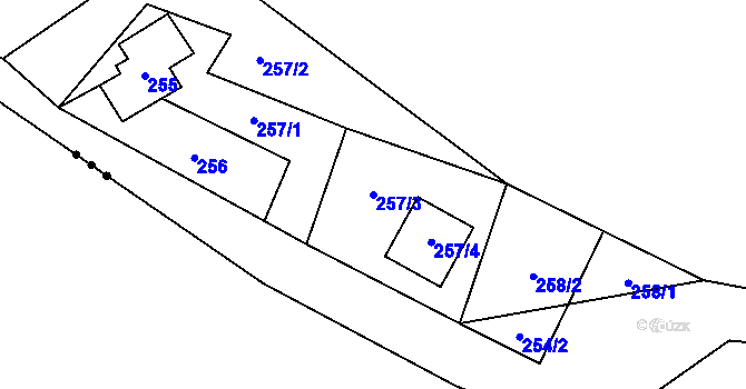 Parcela st. 257/3 v KÚ Provodín, Katastrální mapa