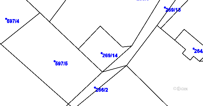 Parcela st. 269/14 v KÚ Provodín, Katastrální mapa