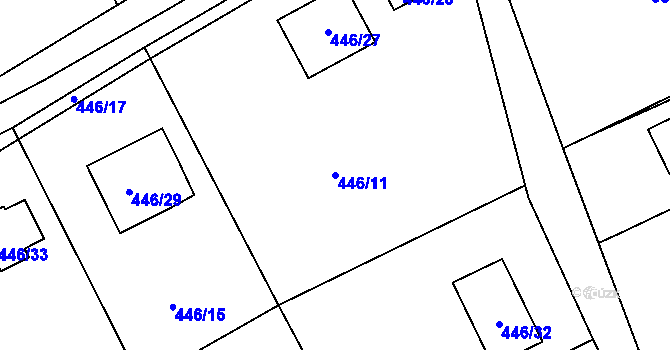 Parcela st. 446/11 v KÚ Provodín, Katastrální mapa