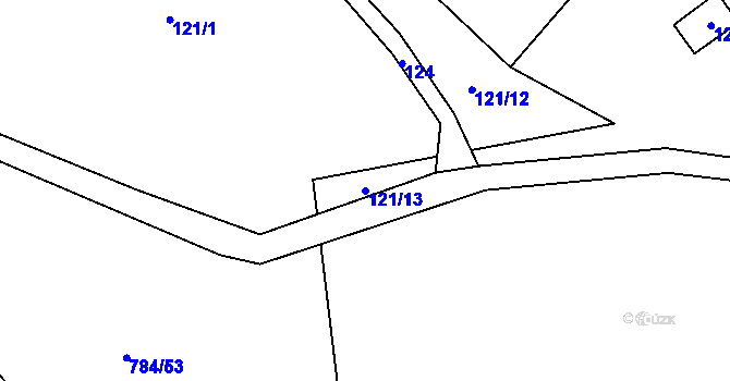 Parcela st. 121/13 v KÚ Provodín, Katastrální mapa