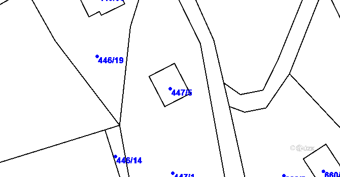 Parcela st. 447/5 v KÚ Provodín, Katastrální mapa