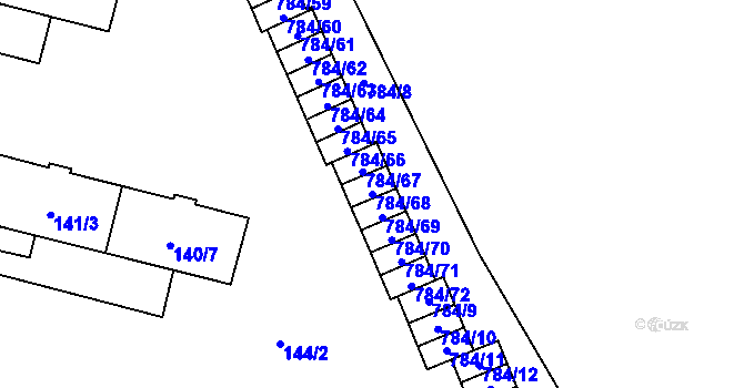 Parcela st. 784/68 v KÚ Provodín, Katastrální mapa
