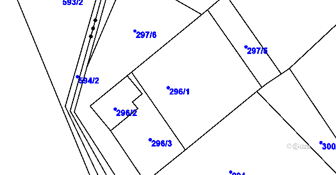 Parcela st. 296/1 v KÚ Provodín, Katastrální mapa