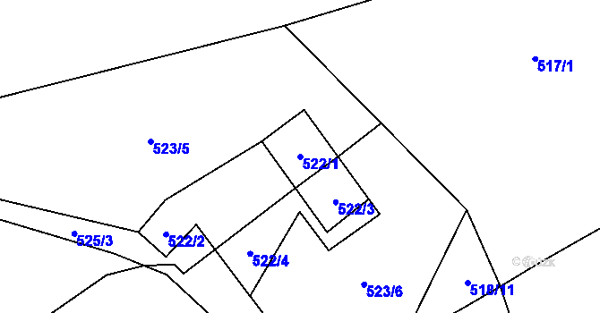 Parcela st. 522/1 v KÚ Provodín, Katastrální mapa