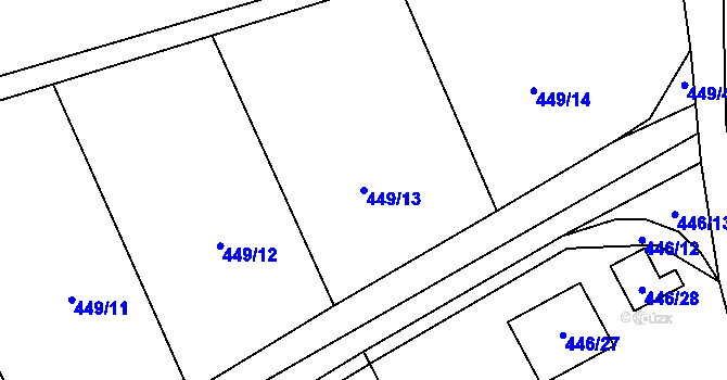 Parcela st. 449/13 v KÚ Provodín, Katastrální mapa