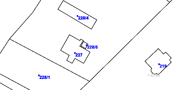 Parcela st. 228/5 v KÚ Provodín, Katastrální mapa