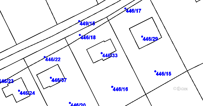 Parcela st. 446/33 v KÚ Provodín, Katastrální mapa