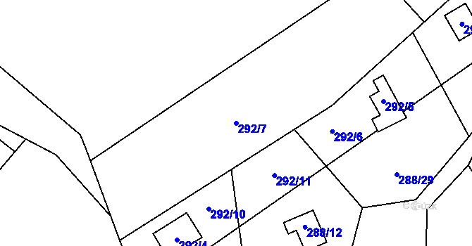 Parcela st. 292/7 v KÚ Provodín, Katastrální mapa