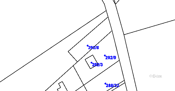 Parcela st. 292/8 v KÚ Provodín, Katastrální mapa