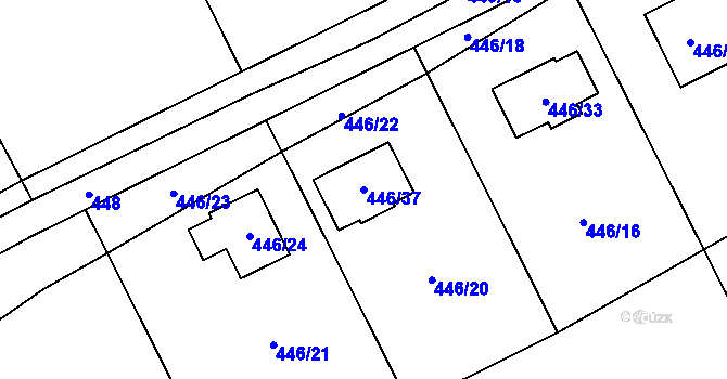 Parcela st. 446/37 v KÚ Provodín, Katastrální mapa