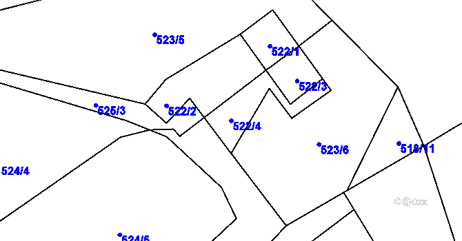 Parcela st. 522/4 v KÚ Provodín, Katastrální mapa