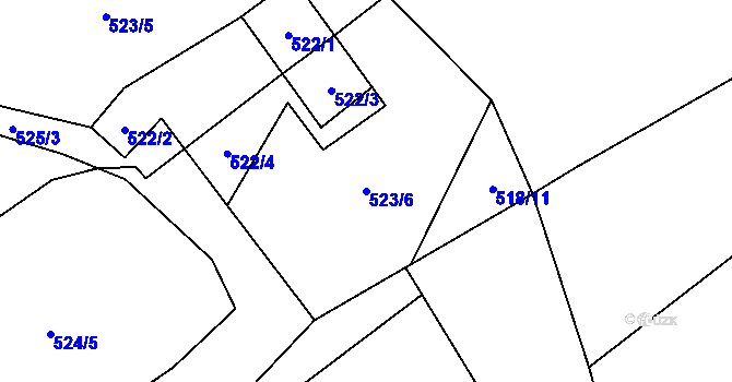 Parcela st. 523/6 v KÚ Provodín, Katastrální mapa