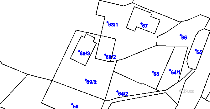 Parcela st. 68/2 v KÚ Kleny, Katastrální mapa