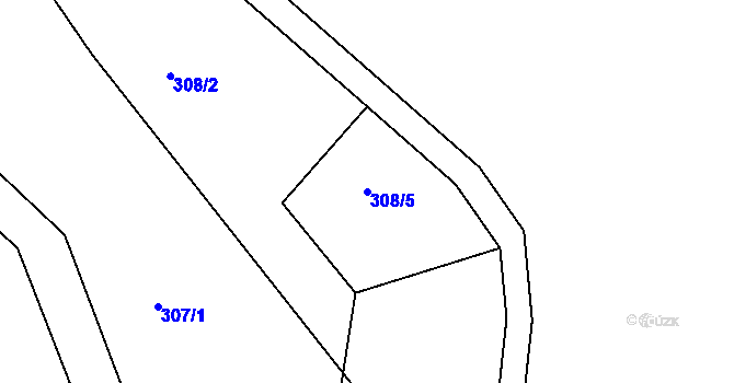 Parcela st. 308/5 v KÚ Kleny, Katastrální mapa