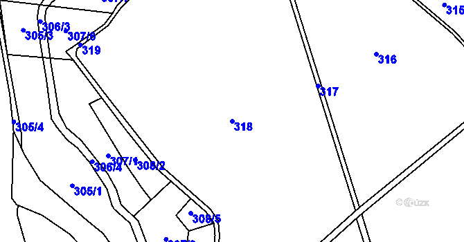 Parcela st. 318 v KÚ Kleny, Katastrální mapa