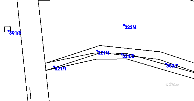 Parcela st. 321/4 v KÚ Kleny, Katastrální mapa