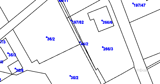 Parcela st. 44/2 v KÚ Provodov, Katastrální mapa