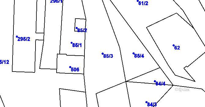 Parcela st. 85/3 v KÚ Provodov, Katastrální mapa