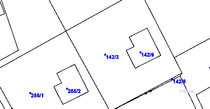 Parcela st. 142/3 v KÚ Provodov, Katastrální mapa