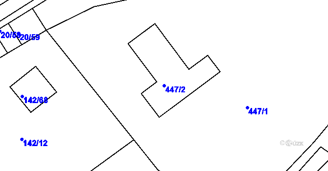 Parcela st. 447/2 v KÚ Provodov, Katastrální mapa