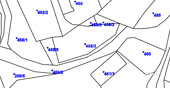 Parcela st. 458/3 v KÚ Provodov, Katastrální mapa