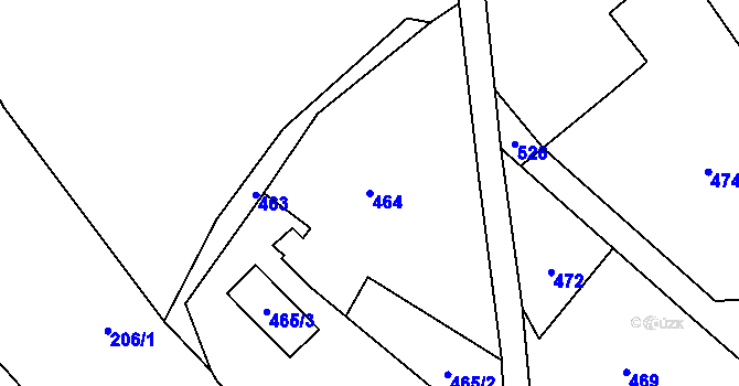 Parcela st. 464 v KÚ Provodov, Katastrální mapa