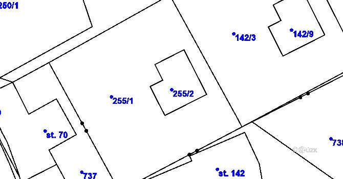 Parcela st. 255/2 v KÚ Provodov, Katastrální mapa