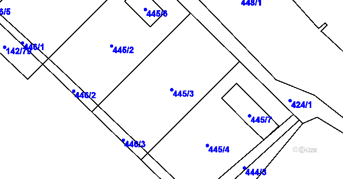 Parcela st. 445/3 v KÚ Provodov, Katastrální mapa