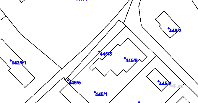 Parcela st. 445/5 v KÚ Provodov, Katastrální mapa