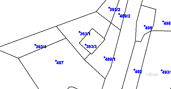 Parcela st. 393/3 v KÚ Provodov, Katastrální mapa