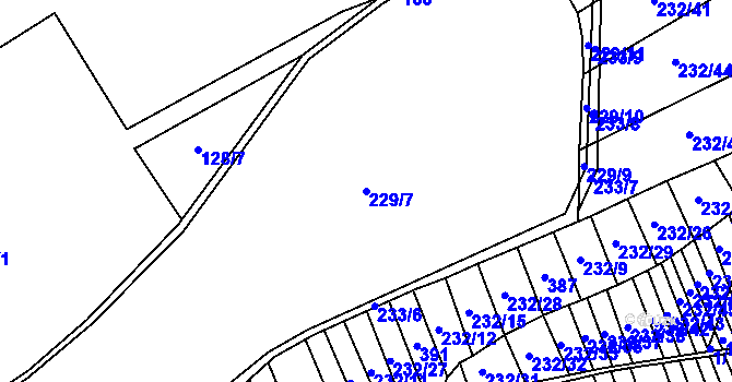 Parcela st. 229/7 v KÚ Provodov, Katastrální mapa