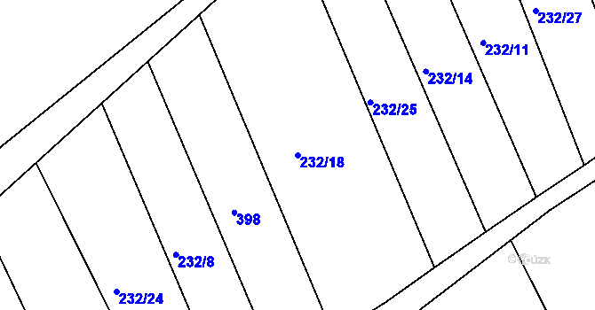 Parcela st. 232/18 v KÚ Provodov, Katastrální mapa